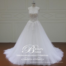 Romantic Luxury Sweetheart 2017 Alibaba Chá Comprimento Vestido De Casamento A-Line Vestido De Casamento De Renda